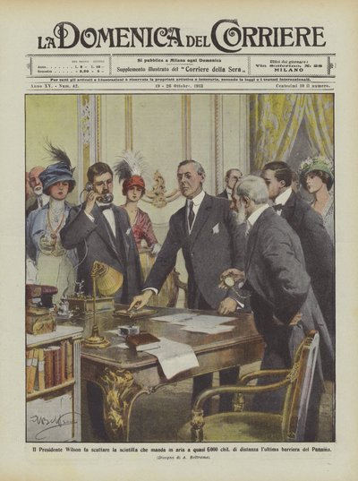 President Wilson Ignites the Spark that Sends Nearly 6000 Kilometers by Achille Beltrame